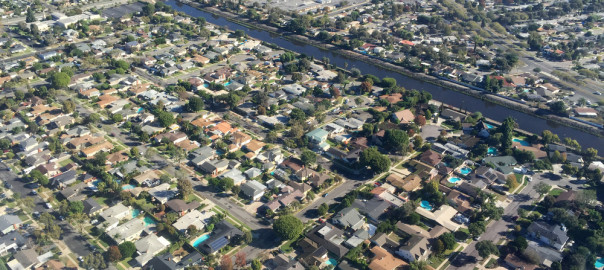 View of neighborhood from plane